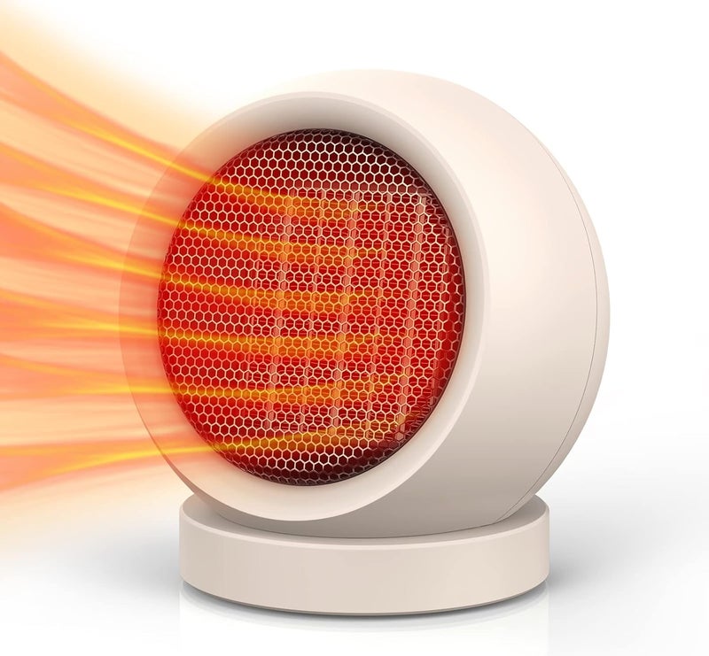 Coolfor Space Heater,PTC Ceramic/Portable Electric Desktop Heater High Output Desktop Heater for Home Bedroom Office Desk Indoor Use(Light Brown) - Image 1